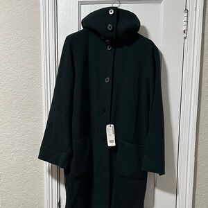 Akris Dark Green 100% Cashmere Trench Coat